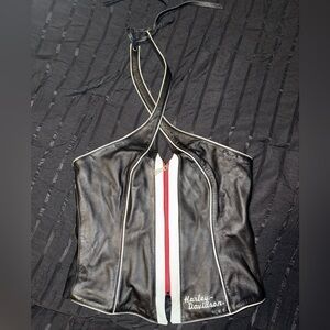 Vintage Harley-Davidson Black Leather Halter Top